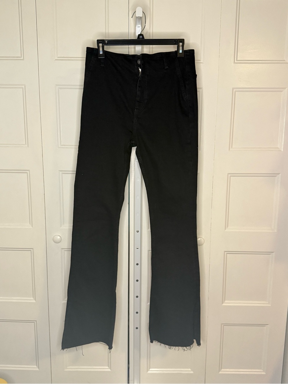 We The Free Black High-Rise Straight Jeans with Brass Zipper